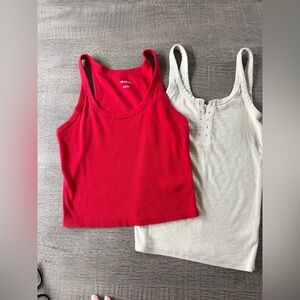Aerie (beige xs) and Wild Fable (red crop L) Tank Top set